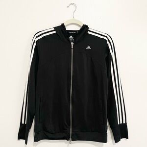 Adidas ClimaCool Three Stripe Zip-Up Hoodie Woomen’s Jacket Black White Size S